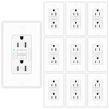 10 Pack 15 Amp GFCI Outlet, Self-Test Ground Fault Protector with LED Indicator, Tamper Resistant GFI Electrical Receptacle, ETL