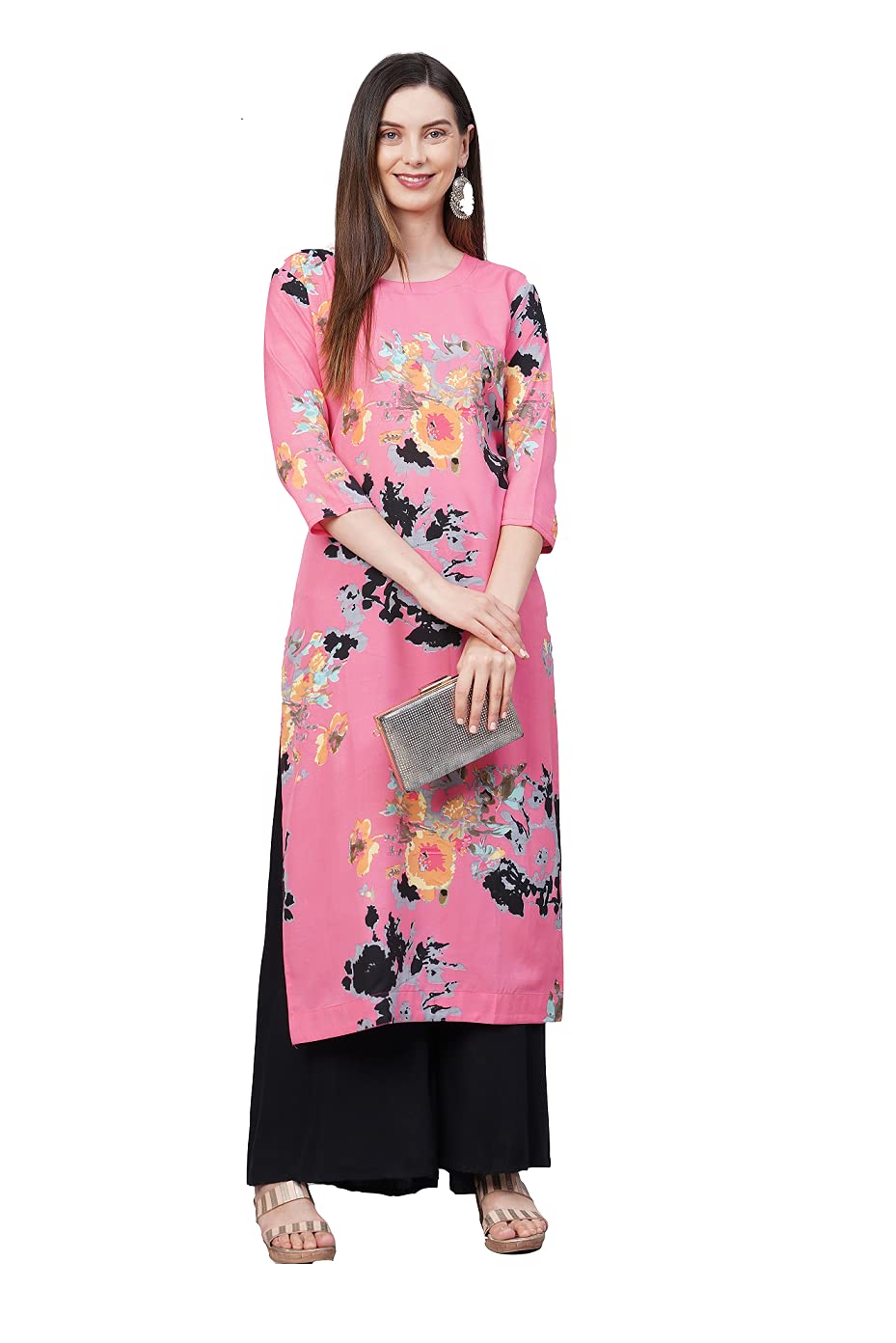 Anni Designer Women'S Crepe Straight Printed Kurta Pack Of 6 (Crepe Combo-6_99_M_Newly_Multicolor_Medium),Multicolour,M,Crepe,Straight,kurta