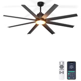 Phylluz Ceiling Fan with Lights, 65'' Outdoor Ceiling Fan with Remote & APP Control, Dimmable, Black Modern Ceiling Fans for Pat