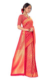 Pujia Mills Womens Kanjivaram Pure Banarasi Silk Saree Kanchipuram Saree (Rani)
