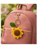 ARZ Collection Aesthetic Handmade Crochet Sunflower Keychain Boho Flower Bag Charm & Purse Pendant |Aesthetic Cute Accessory f
