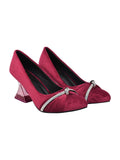 Shoetopia Women & Girls Rhinestone Decor Pointed Toe Stylish Pumps/Monika/Cherry/Uk5-Eu38,Cherry,5,B0BPCCCNP9