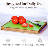 Bamboo Cutting Board Set with Holder & 6 Mats