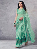 Satrani Womens Pure Georgette Saree (3633S110N_Turquoise)