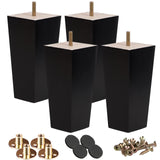Btowin 8 inch Solid Wood Furniture Legs, 4Pcs Mid-Century Modern Wooden Pyramid Replacement Feet with Threaded 5/16'' Hanger Bol
