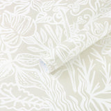 Fiula Boho Peel and Stick Wallpaper Beige/White Leaf Contact Paper 17.3inx78.7in Removable Self Adhesive Bedroom Cabinet Wall De