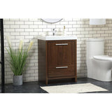 Elegant Decor Wyatt 24 Aluminum Alloy And Mdf Single Bathroom Vanity In Walnut