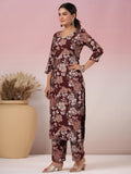 Gosriki Women'S Rayon Blend Straight Printed Kurta With Pant (Waqt Wine-Nw-Gs_M_Wine_Medium),Wine,,B0CYH6VD6Y
