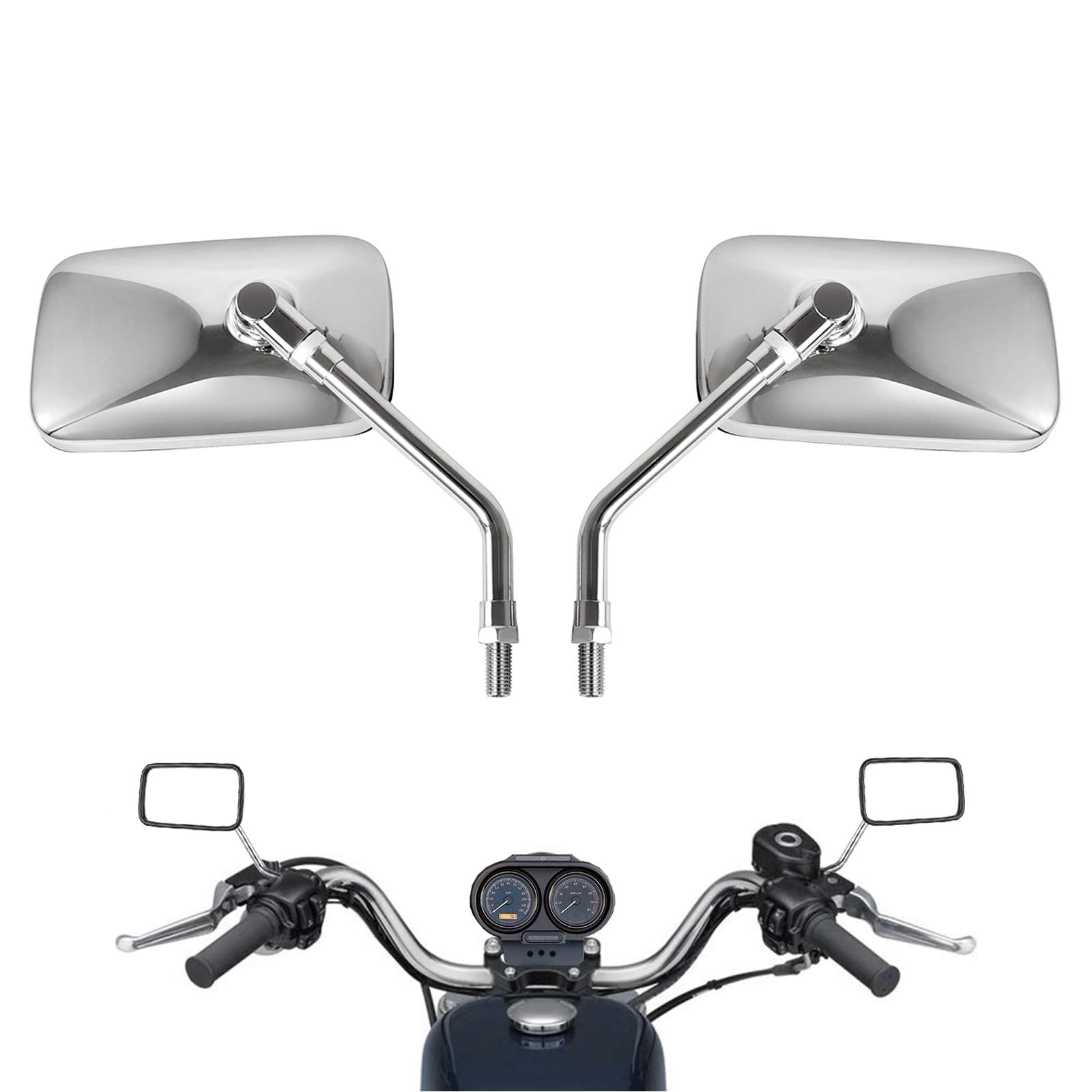 10 Mm Bolt Chrome Motorcycle Universal Handlebar Rear View Side Mirrors For Harley Kawasaki Suzuki Aprilia Street Bike Cruiser S