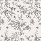 Froluya Black and Cream White Floral Wallpaper Peel and Stick Wallpaper 17.7in 590.5in Vintage Floral Contact Paper Flowers Bir