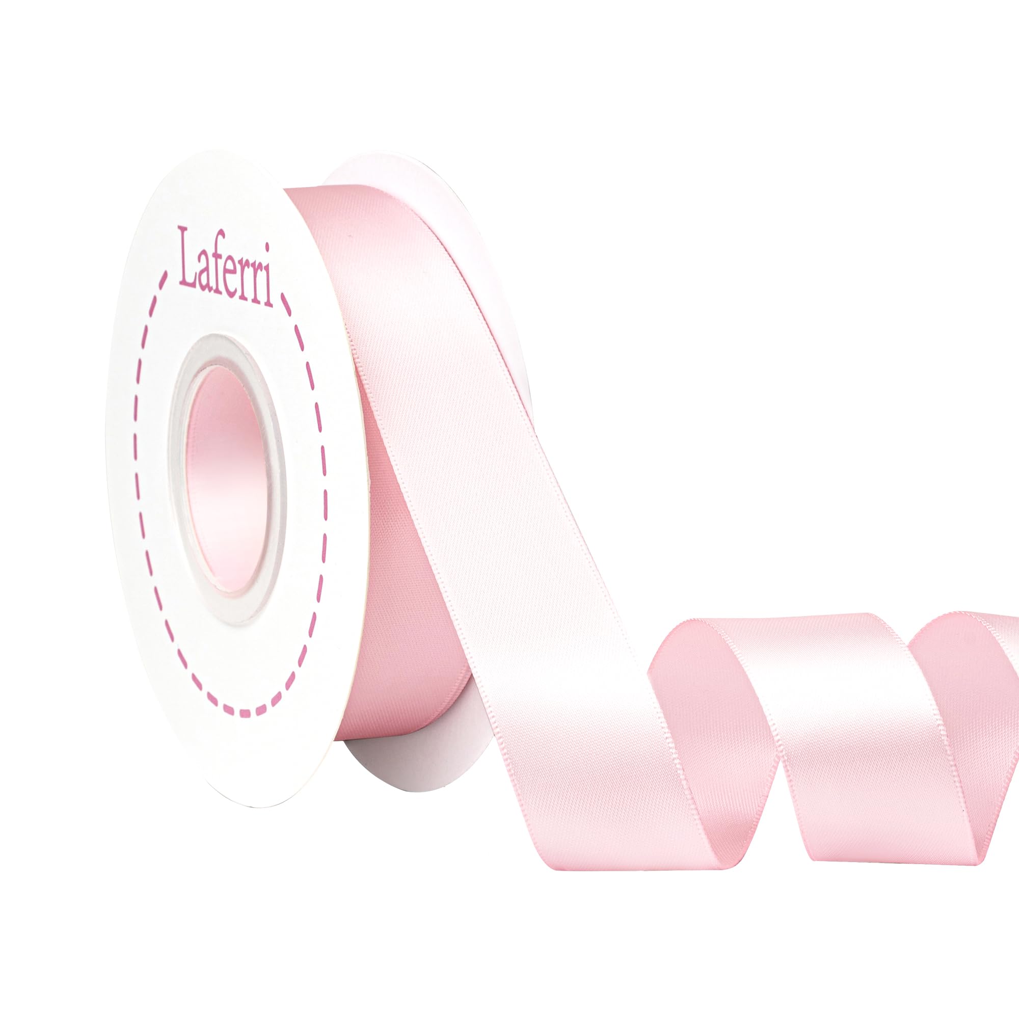Laferri Double Faced Light Pink Satin Ribbon,1 X 25 Yards,Fabric Ribbon Use for Gift Wrapping DIY Craft Floral Bouquets Wedding 