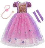 MYRISAM Girls Sofia Princess Sequins Dress w/Hair Wig Kids Halloween Costume Fancy Party Dress Up Birthday Gown 2-3T