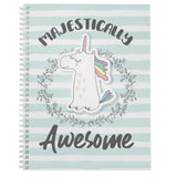 Gotcha Covered Notebooks Softcover Majestically Awesome 8.5inch x 11inch Unicorn Spiral Notebook/Journal, 120 Wide Ruled Pages, Durabl