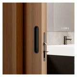 Pocket Door Lock and Pull,Black Privacy Pocket Door Hardware, Hidden Edge Pull, 6 Inch Recessed Flush Door Pull Handles,Keyless,