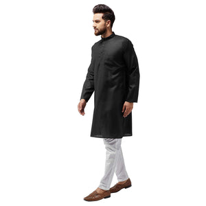 Sojanya (Since 1958 Men'S Black Cotton Blend Only Long Kurta Size: M