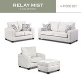 American Furniture Classics Relay Mist 4-Piece Set With Sleeper Sofas, Soft Washed Cream Tweed