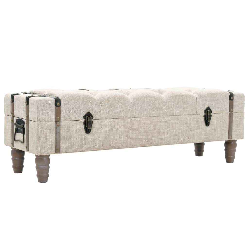 Fudugehmiofwfjj Ottoman,Ottoman With Storage,Bedroom Bench,Storage Bench 43.7' Cream Solid Wood Fir&Fabricottomans,Ottoman Bed,Bench For Bedroom,Bench With Storage,,Furniture