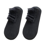 1 Pairs Women Ankle Socks, Winter Lace Frilly Non Slip Crew Socks Low Cut Warm Ankle Boot Socks For Ladies_Free Size_Black