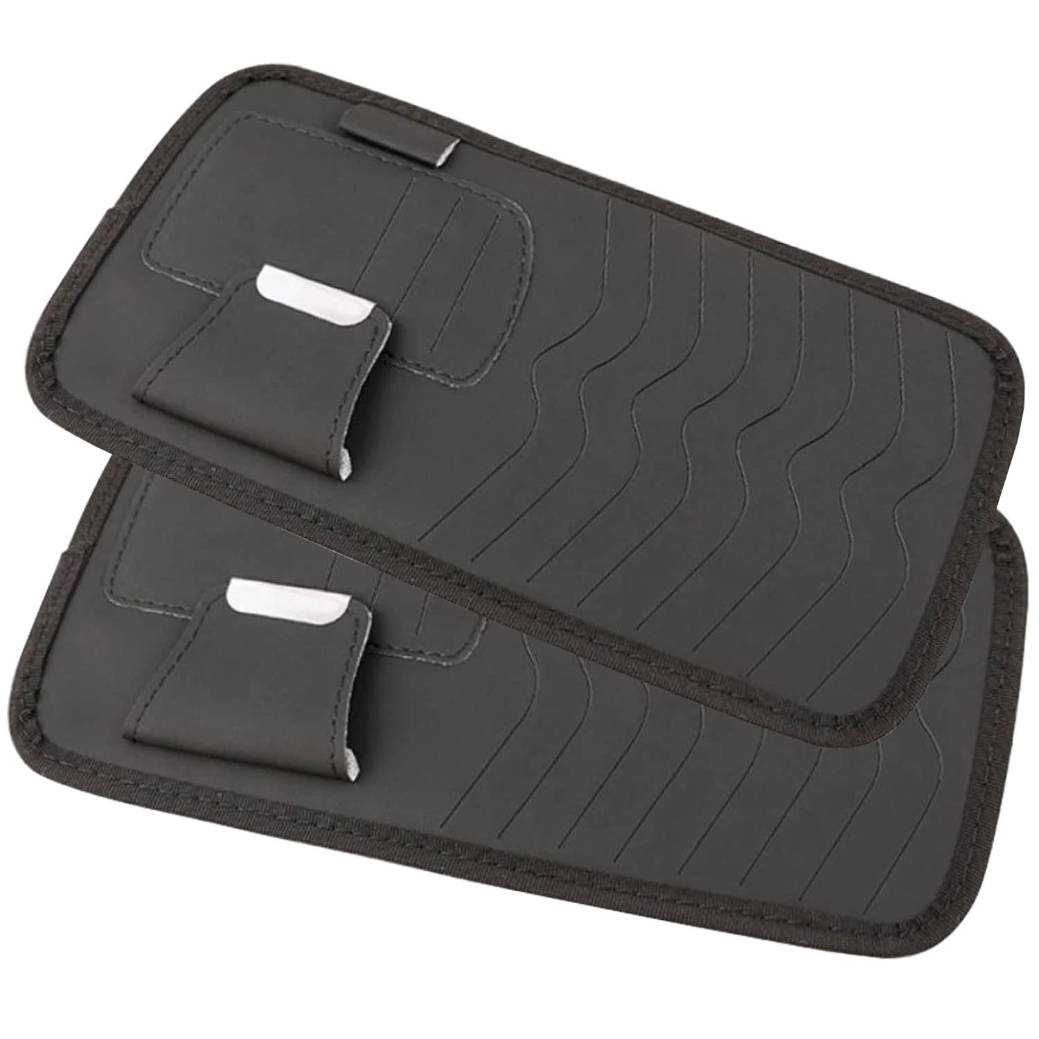2 Pack Car Sun Visor Interior Accessories Cards, Sunglasses, Pens Storage Holder - Cars with 8 Cd or DVD Storage Sleeves, Black