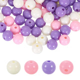 HARFINGTON 100pcs Cream Purple Acrylic Round Beads 10mm Dia 1.9mm Hole Plastic Resin Smooth Balls Loose Bead for Jewelry Making 