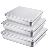 Tioncy 3 Sets Stainless Steel Cake Pan with Lid 17/13/11 Inch Rectangle Sheet Baking Pan with Covers Bakeware with Lids for Cake