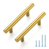 JOY DECOR 10 Pack 5 Inch Cabinet Pulls Kitchen Cabinet Handles with 3 Inch Hole Center Brushed Brass Cabinet Hardware Stainless 