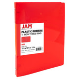 JAM PAPER Plastic 0.5 inch Binder - Red 3 Ring Binder - Sold Individually
