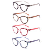 IVNUOYI 4 Pack Reading Glasses Blue Light Blocking Fashion Ladies Readers with Spring Hinges,Anti Glare UV Eyestrain,Computer Ey