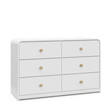 STORKCRAFT Santos 6 Drawer Bedroom Dresser (White & Natural) - GREENGUARD Gold Certified Dresser for Kids Bedroom with Interlock