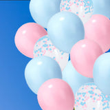 GAKA Blue Pink Confetti Balloons, 12 Inch Pink and Blue Balloons 3 Style Pack of 50, Gender Reveal Party Balloon for Party Decor