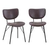 Jofran Owen Contemporary Modern Faux Leather Split-Back Upholstered Dining Chair Set Of 2, 18 W X 22 D X 31.5 H, Dark Brow