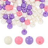 HARFINGTON 100pcs Cream Purple Acrylic Round Beads 8mm Dia 1.9mm Hole Plastic Resin Smooth Balls Loose Bead for Jewelry Making B