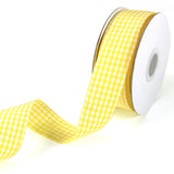 PQZKLDP Yellow and White Gingham Ribbon 1 inch Plaid Ribbon Flower Bouquet Wreath Gift Wrapping Checked Ribbon 100% Polyester Ea