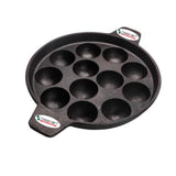 TREEKON PreSeasoned Cast Iron Appam Pan, Brownish, NonStick, 7/9/12 Cavities (12 Cavity (Round))