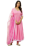 Gosriki Women'S Rayon Blend Anarkali Solid Kurta With Pant & Dupatta (Tiesta Baby Pink-Gs_Xl_Baby Pink_X-Large),Baby Pink,,B0DD793V6L