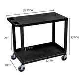 Luxor Ec21-B Cart With 1 Tub Shelf With 1 Flat Shelf, 18'' X 32'', Black