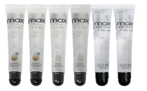 (6Pack) MAX Makeup Cherimoya Lip Polish Coconut Oil Clear Gloss (2Original+2Coconut+2Honey)