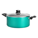 NutriChef Green Dutch Oven Pot - Stylish 4.44qt Ceramic Professional Kitchen Cookware, Top-grade Aluminum Alloy Pan, Clear Trans