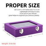 Ivosmart 24 Section Velvet Glass Jewelry Ring Display Organiser Box Tray Holder Earrings Storage Case (Purple)