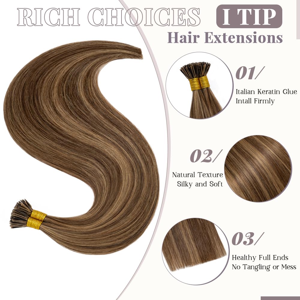100 Strands/Pack I Tip Remy Human Hair Extensions 16 Inches Cold Fusion Hair Piece Pre Bonded Keratin Stick In Hair Extensions L