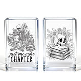 Vgrti Just One More Chapter Acrylic Pen Holder Cup Set 2, Funny Skull Pencil Holder Desk Organizer, Skull Office Desk Accessorie