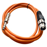 Seismic Audio - SATRXL-F6 - Orange 6' XLR Female to 1/4 TRS Patch Cable