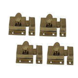 QCAA Traditional Large Oval Turn Cabinet Latch, Solid Brass, 2, for Cupboard & Other Furniture, Polished Brass, 4 Pack, Made in 