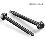 BNUOK #8 x 1-1/2 Inch Self Drilling Screws, (265pcs) 2 lbs Black Self Tapping Screws for Metal, 410 Stainless Steel Hex Washer H