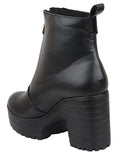 Shoetopia Womens Black Solid Zipper Block Heeled Boots,Black,3,B09M9SM2TJ