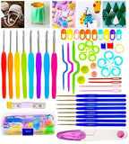 Complete Crochet Hook Set, 8 Ergonomic Hooks, Aluminum Needles With Accessories, 44 Pieces Knitting Kit With Thimble, Scissors, 