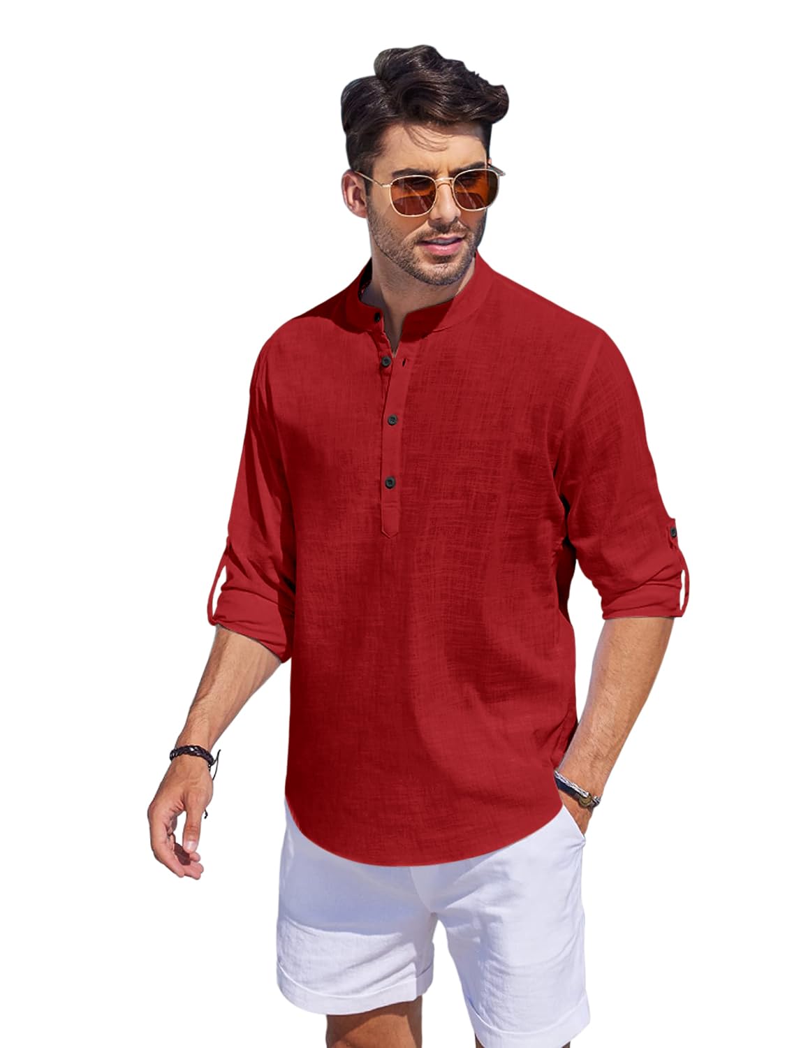 Bellstone Men'S Cotton Blend Solid Regular Fit Kurta (Kurta1500_Single_Maroon_Xl