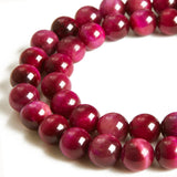 100pcs 8mm Magenta Tiger Eye Beads Natural Gemstone Beads Round Loose Beads for Crafting and Jewelry Making