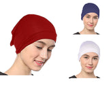 Nazneen WomenS Tube Hijab Bonnet Cap Under Scarf Pullover Combo 3 Piece (Maroon White & Navy Blue)