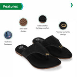 Ortho Joy Doctor Fancy Slipper For Women || Orthopedic Women'S Slipper || Fancy Slippers For Women,Black,4,B0C7MVYRMT